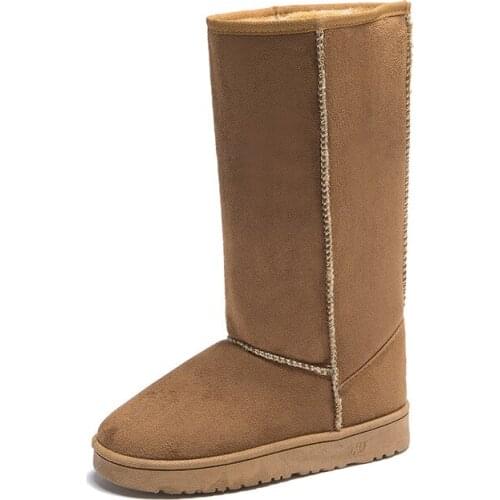 2021 Winter New Fashion Street Style Knee-high Womens Boots Round Toe Soft Slip-on Plush Thickening Snow Boots with Platform