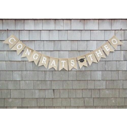 Personalized name graduation burlap Banners 2017 2018 2019 class school graduats reunion sign party Buntings garlands Photo Prop