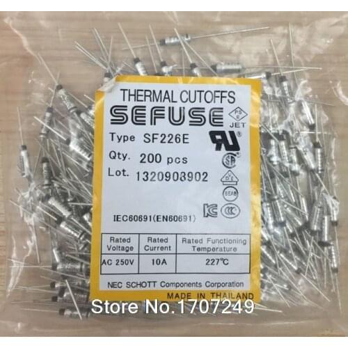 Free Shipping 10PCS/lot NEW SF226E SEFUSE Cutoffs Thermal Fuse 227C 227 Degree 10A 250V Metal fuse SF226E
