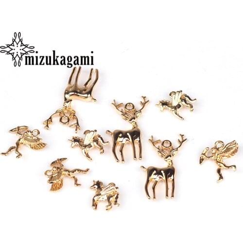6pcs/lot Golden Zinc Alloy 3D Charms Pendant Animal Deer Angel Horse Unicorn Shape For DIY Jewelry Making Finding Accessories