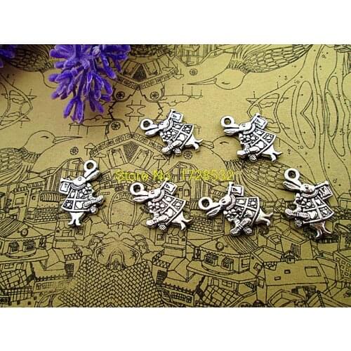 20pcs- Rabbit Charms , Antique Tibetan silver Alice In Wonderland White Rabbit Charms pendants 13x20mm