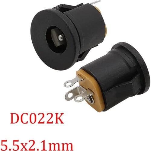 5.5x2.1mm DC022K DC Charging Socket Connectors 5.5*2.1mm DC022K 3Pin DC Power Female Jack Interface Panel Mount Wire Adapter