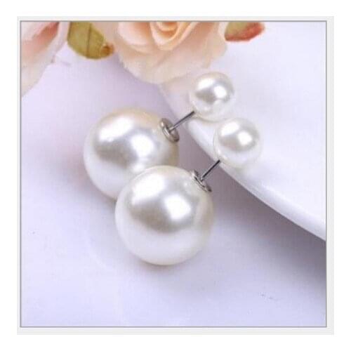 Korean version of the best selling earrings New fashion double-sided size pearl earrings Female earrings Wild jewelry