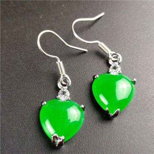 Natural Green Chalcedony Hand-carved Love Earrings Fashion Boutique Jewelry Men and Women Earrings Gift Accessories