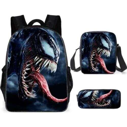 Venom School Bag SeVenom School BagVenom School Bag Set Skull Student School Backpack Mens Teens Boys Backpack Children Shoulder