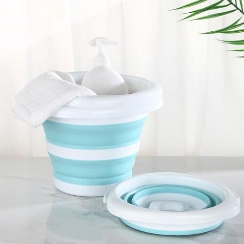 Silicone Folding Bucket 3L/4.5L/9L Outdoor Fishing Car Wash Camping Portable Bucket Home Bathroom Kitchen Cleaning Tools