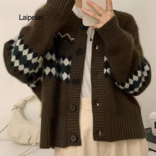 Sweater Korean Fashion Cardigan Womens Fashion Stitching Button Sweater Long Sleeve Top Winter Womens Knitwear