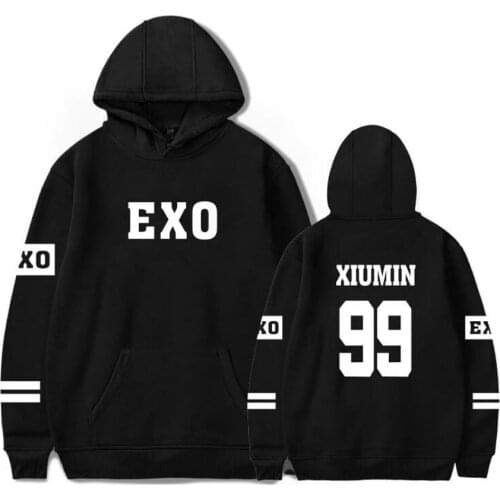 Korean Kpop Exo Hoodies Men Women Harajuku Fleece Long Sleeve Pullover Hooded Sweatshirts Hip Hop Tracksuit Brand-Clothing 4XL