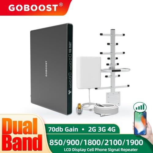 GOBOOST Cellular Booster 4G Signal Amplifier 850 900 1800 2100 1900 MHZ LTE 4g Antenna GSM DCS UMTS CDMA 3G Repeater Cable A Kit