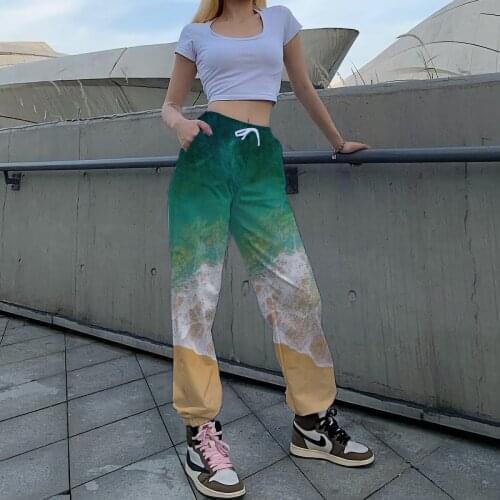 Angry Goldfish Autumn Tie-dye 3D Print Casual Pants Women Fashion Long Trousers Ladies Green Straight Sweatpants Streetwear