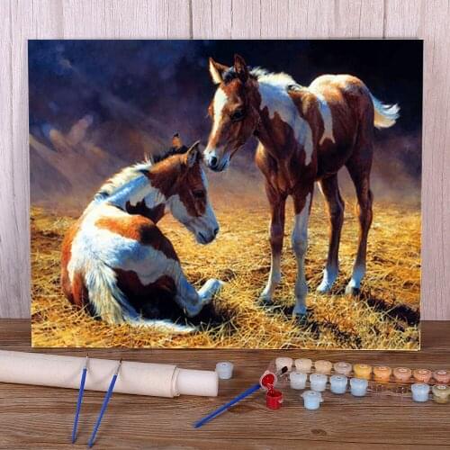 Animal Horse Flower Coloring By Numbers Painting Set Acrylic Paints 40*50 Oil Painting New Design For Wholesale