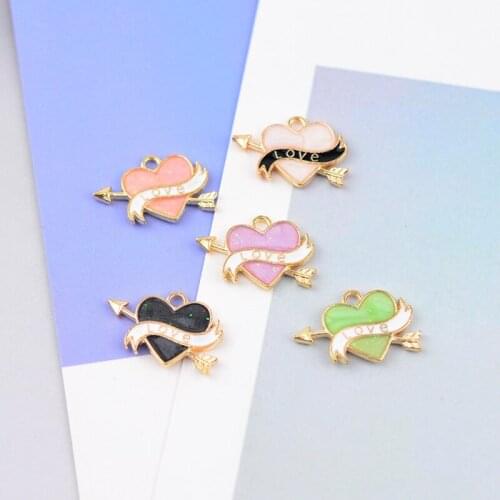 20pcs/Lot Arrow Love Heart 15*20mm Diy Design for Jewelry Making Earring Bracelet or Necklace Handmade Enamel Charms