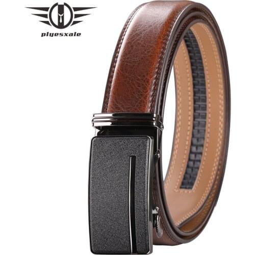 2021 Black Blue Men Cow Leather Belt Genuine Leather Casual Belts 3.5cm Width Male Business Automatic Buckle Fashion Belts B343