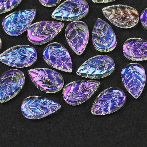 30pcs/lot White Transparent Leaf Glass Beads 11x18mm Loose Spacer Beads For Jewelry Making Diy Necklace Bracelet Accessories