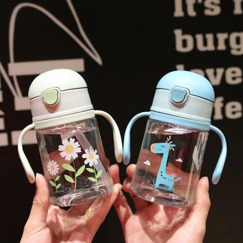 300ml Baby Learning Drinking Cup Double Handle Flip lid Leakproof Training Feeding Water Bottle