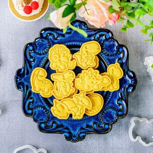 3D Dinosaur Cookie Cutters Mold Dinosaur Biscuit Embossing Mould Sugarcraft Dessert Baking Silicone Mold Cake Decoration Tool
