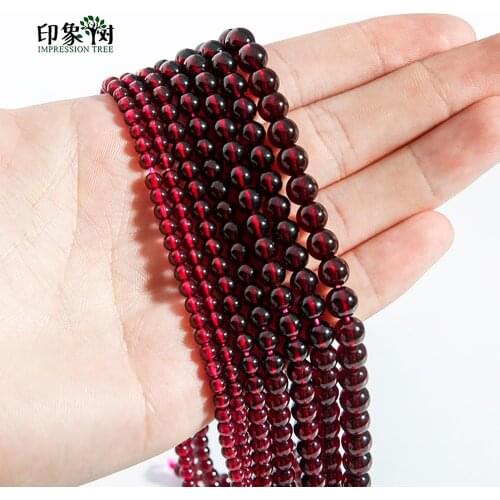 8A Grade 50Pcs 3.5/3.9/4.5/5/5.5/6/6.5mm Natural Stone Dark Red Smooth Garnet Round Loose Beads DIY Jewelry Components Makings