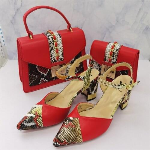 2021 Special Newest Design Italian Women Shoes and Bag to Match in Red Color High Qualty Fashion Sandals for Garden Party