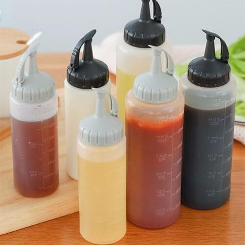 6oz/12oz Condiment Squeeze Bottles Salad Sauce Dispenser Ketchup Cruet Oil Squirt Bottles Kitchen Gadgets