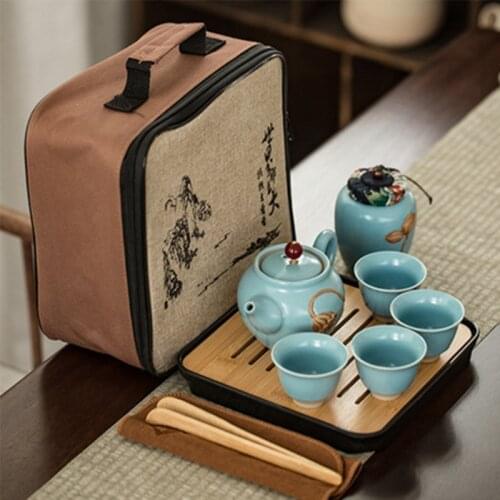 Travel Tea Set Portable Business Gift Ceramics Kungfu Tea Set Chinese Tea House Users Outside Travel Teapot Tea Cup Tea Cans