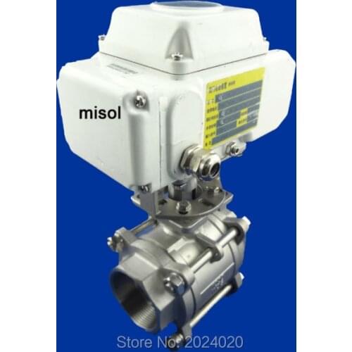 Electric valve, motorized valve DN50 (reduce port) 2 way, 220v, stainless steel, with manual switch