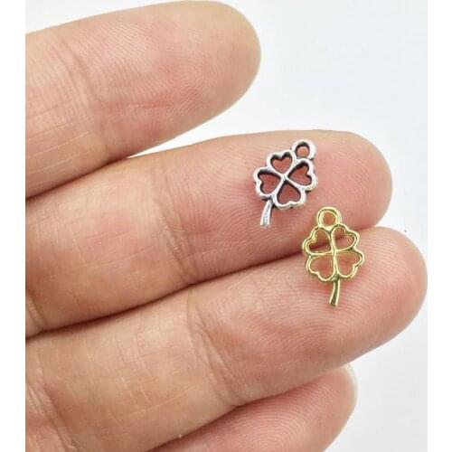 Eruifa 30pcs Popular Mini 6mm Clover Dangling Coin Charms Wholesell necklace,earring bracelet jewelry DIY handmade 2 colors