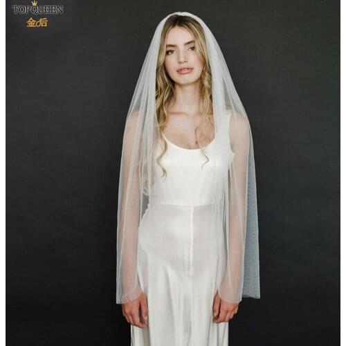 TOPQUEEN V30 1 Tier Cute Edge Bridal Wedding Veil Elegant Wedding Veil Short Veil with Comb Wedding Veil Elbow Length Veil