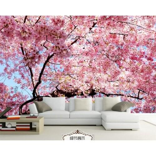 Beibehang photo wallpaper 3D stereo cherry blossom wall painting wallpaper living room bedroom sofa background wall wallpaper