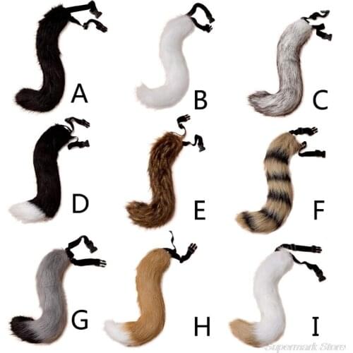 Faux Fur Animal Bendable Tail for Adult Teen Adjustable Furry Wolf Dog Halloween Christmas Cosplay Costume Party Props M24 21