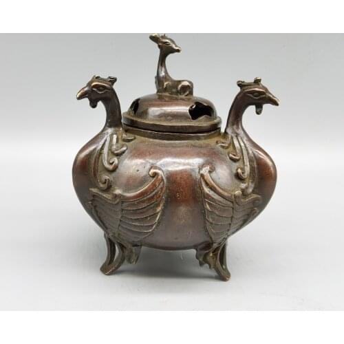 China Collect Copper Sculpture SandalWood Incense Burner Metal Crafts Home Decoration#7