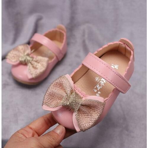 Girls Leather Shoes 2020 Autumn Shallow Mouth Shoes Fashion Bowknot Children Princess Shoes Female Baby Toddler Shoes D440
