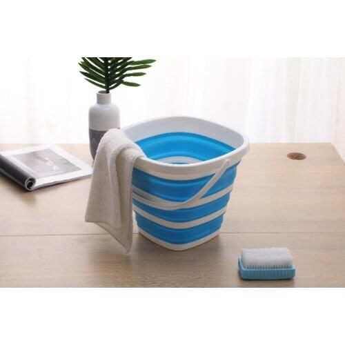 Square folding bucket Bucket for Fishing Promotion Car Wash Outdoor Thick Silicone Fishing Supplies 10L Z007