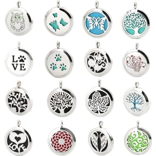 Hot Sale 100 style Magnet Aromatherapy Essential Oil 316 Stainless Steel Necklace Perfume Diffuser Pendant Locket with chain