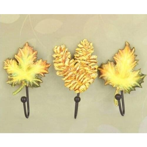 Hot Salt New Fashion Leaf Series Arts Three-piece Wall Mounted Hook Dress Hat Coat Hanging Hanger Bathroom Robe Hooks