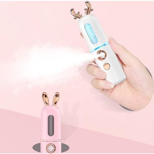 Mini Nano Facial Sprayer USB Air Humidifier Mist Face Nebulizer Steamer Diffuser Anti-Aging LED Light Cute Skin Care Tools