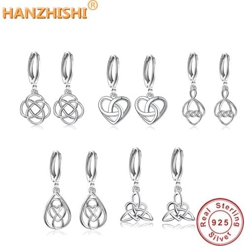 Fashion 925 Sterling Silver Heart Celtic Knot Pendant Drop Earrings Mothers Day Birthday Gift For women