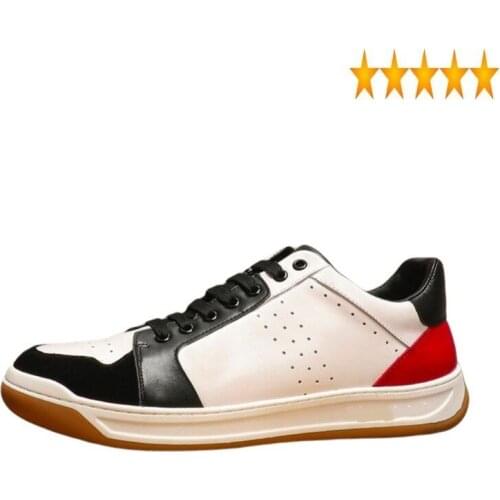 Mens Brand New Genuine Leather Casual Designer Mixed Colors Platform Lace Up Breathable Sneakers Male Active Shoes
