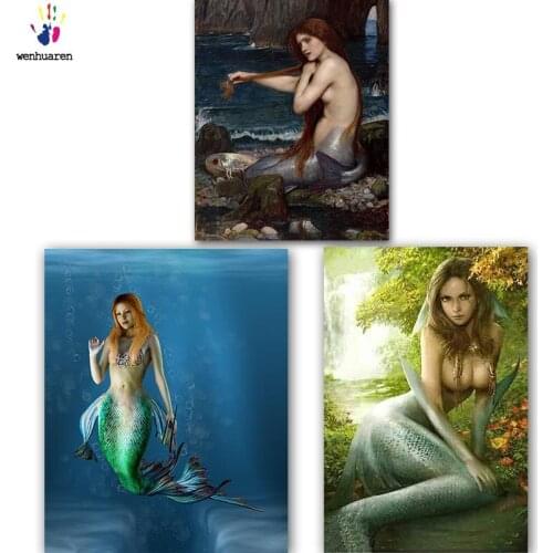 DIY colorings pictures by numbers with colors The little mermaid picture drawing painting by numbers framed Home