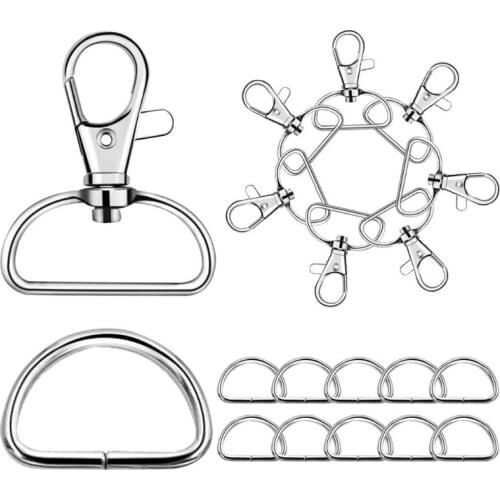 2021 New D Rings Lobster Claw Clasp 70 Pieces Swivel Keychain Pendant Push Gate Snap Hook Durable Alloy Jewelry Craft for Jeans