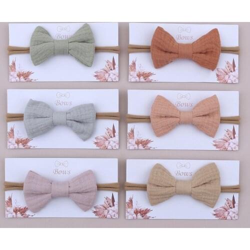 Baby Girls Elastic Bow Headband Solid Color Bowknot Hair Band Turban Soft Cotton Headwear Hair Accessories for Newborn Toddler
