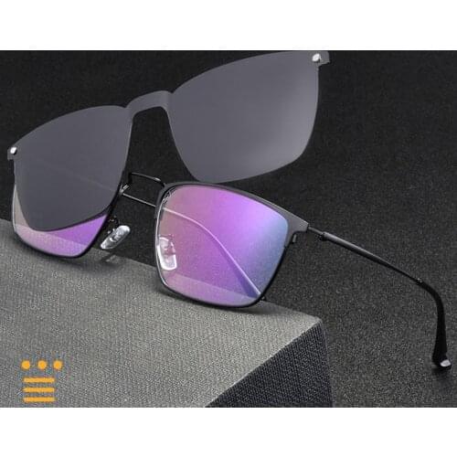 Eyeglasses Frame Optical Prescription Glasses with Magnetic Clip-on Spectacles Eyewear Metal Full Rim Eyeglasses