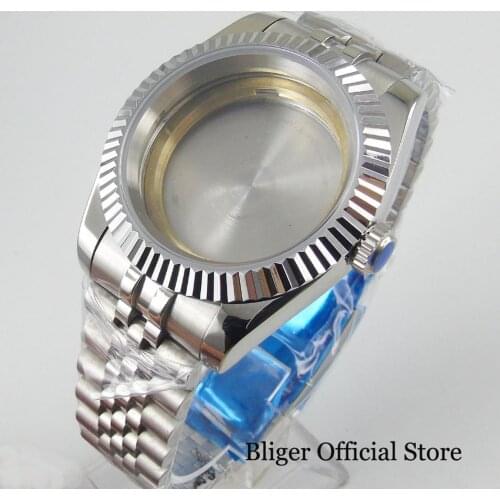 Fit ETA 2836 MIYOTA Movement Stainless Steel Polished 40mm Watch Case + Watch Jubilee Strap