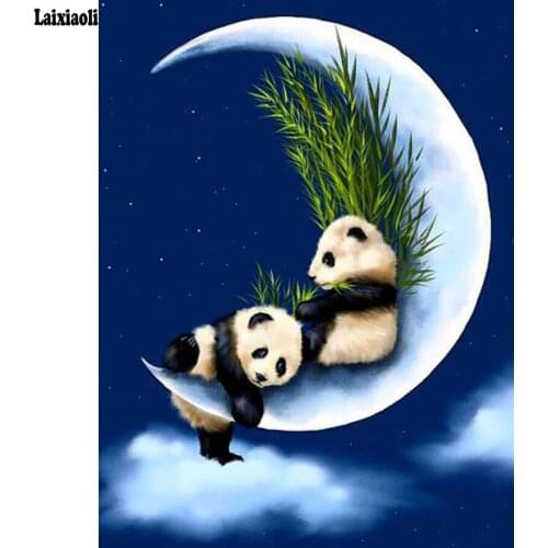 Full 5D Diy Diamond Painting Cross-stitch Moon Panda 3D Diamond Painting Full Rhinestones mosaic Embroidery home decoration Gift