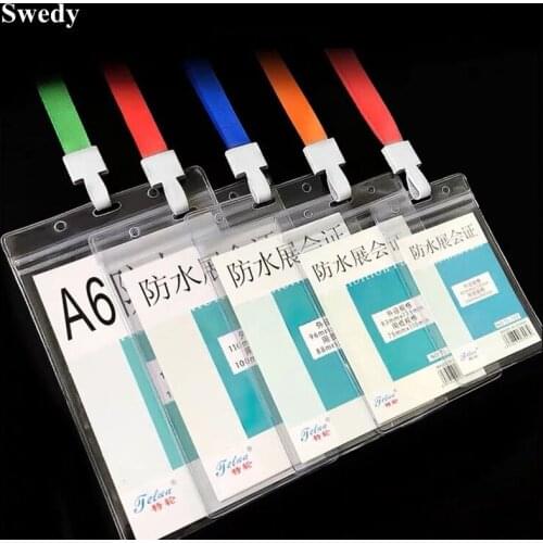 Transparent Plastic ID Card Badge Holder With Zipper Waterproof PVC Soft Card Cover Job Card Case With Lanyard