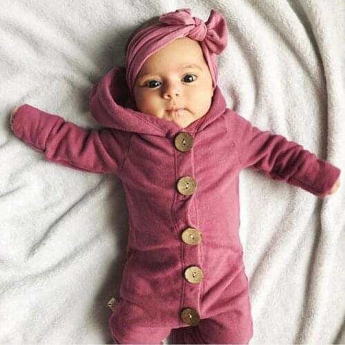 0-24 Months Autumn Winter Newborn Infant Clothes Baby Boy Girl Romper Cotton Long Sleeve Hooded Jumpsuit Outfits