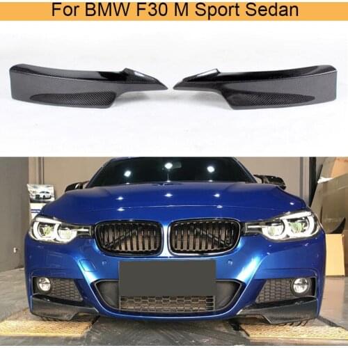 Carbon Fiber Front Bumper Splitters Lip Flaps Cupwings for BMW 3 Series F30 M Sport Sedan 4 Door 13-17 320i 325i 328i Black FRP