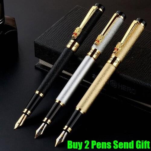 Brand Hero 6006 Metal Ink Fountain Pen Luxury Dragon Crystal Diamond Business Men Writing Pen Buy 2 Pens Send Gift