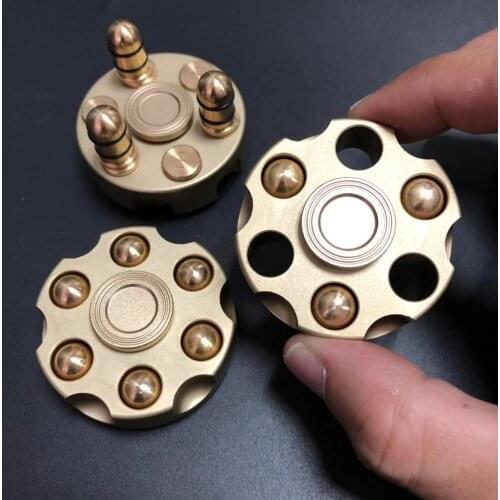 Pure copper revolver fingertip gyro bullet detachable adult decompression toy edc alloy finger rotation spiral