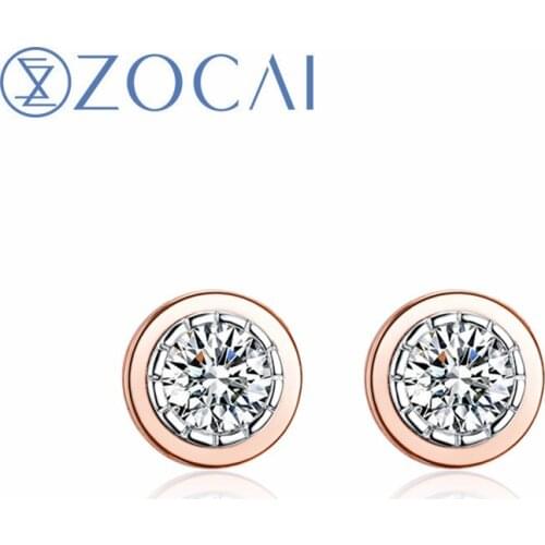 ZOCAI Time&Love Diamond Earrings Real 0.18 CT Diamond 18K rose and white gold (AU750) Engagement Earrings TGE90205T