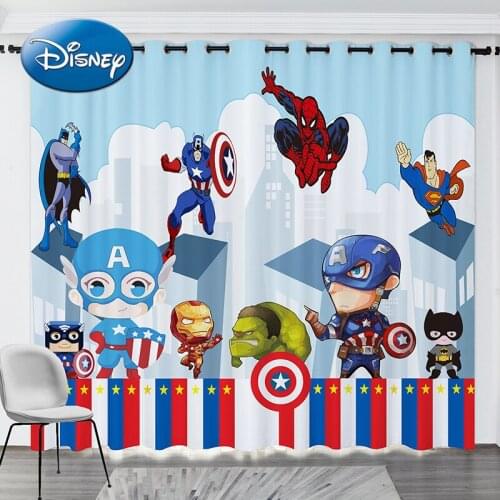 Disney Cartoon Marvel Spiderman Iron Man Captain America Boy Bedroom Childrens Room Boys Blackout Curtains Custom